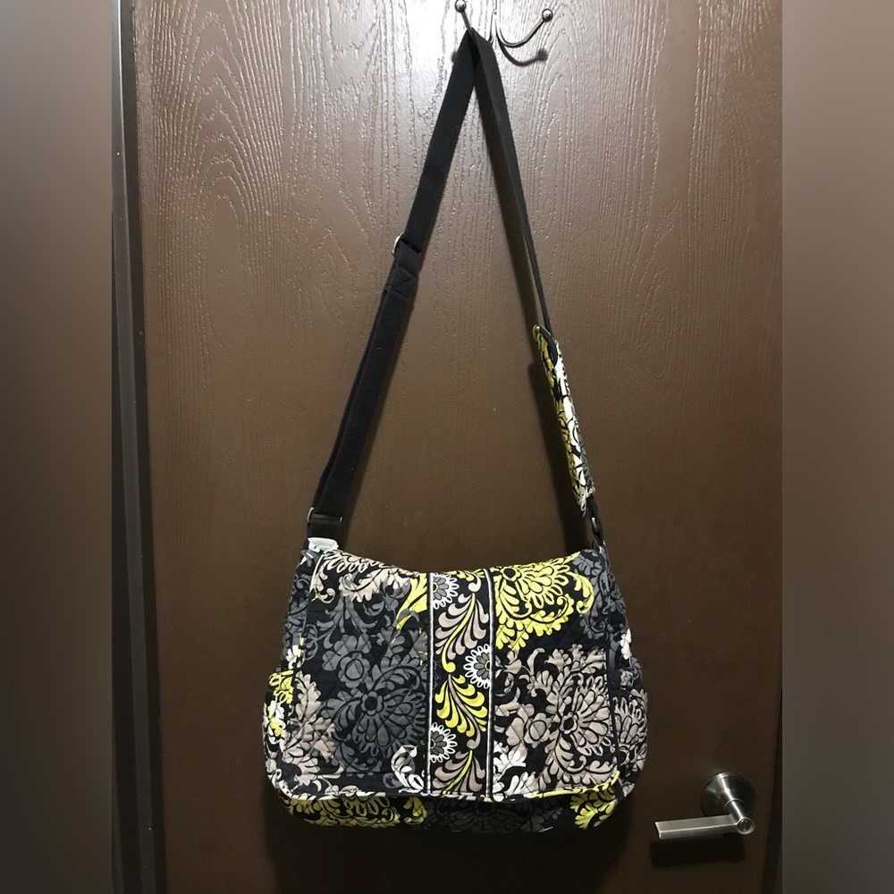 Vera Bradley Black Yellow Grey and White Multi-purpose Shoulder / Diaper Bag